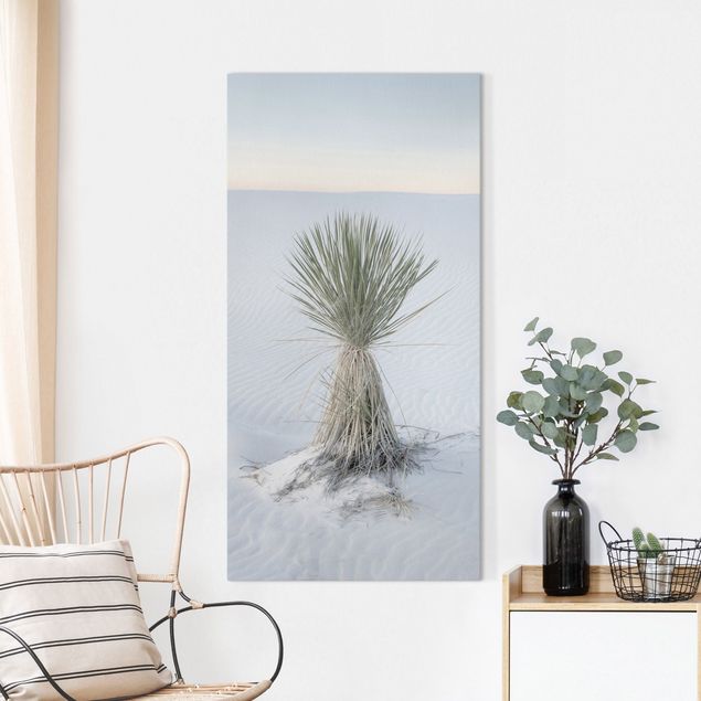 Billeder på lærred klitter Yucca palm in white sand