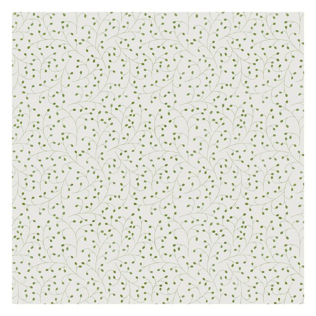 Tapet Delicate Branch Pattern With Dots In Green II