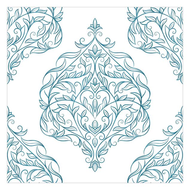 Tapet Delicate Art Nouveau Pattern In Blue
