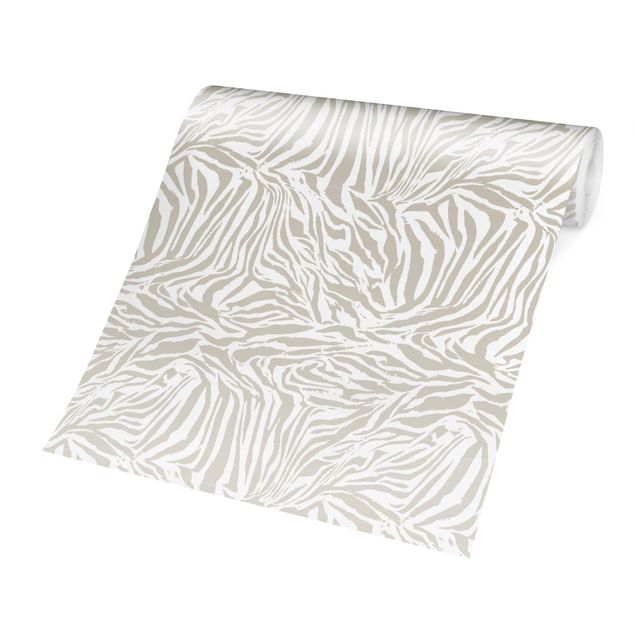Moderne tapet Zebra Design Light Grey Stripe Pattern