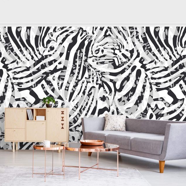 Fototapet zebraer Zebra Pattern In Shades Of Grey