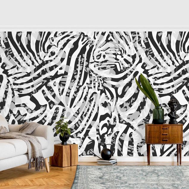 Mønstret tapeter Zebra Pattern In Shades Of Grey