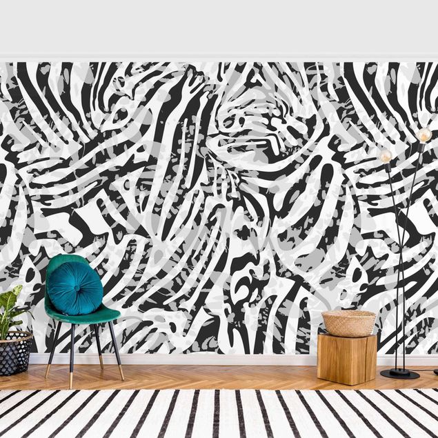 Moderne tapet Zebra Pattern In Shades Of Grey