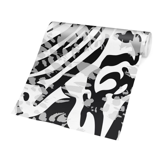 Tapet sort hvid Zebra Pattern In Shades Of Grey