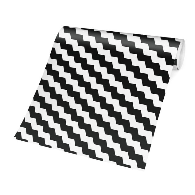 Tapet Zig Zag Pattern Geometry Black And White