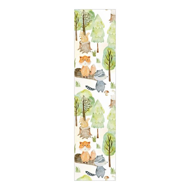 Panelgardiner mønstre Fox And Bear With Trees