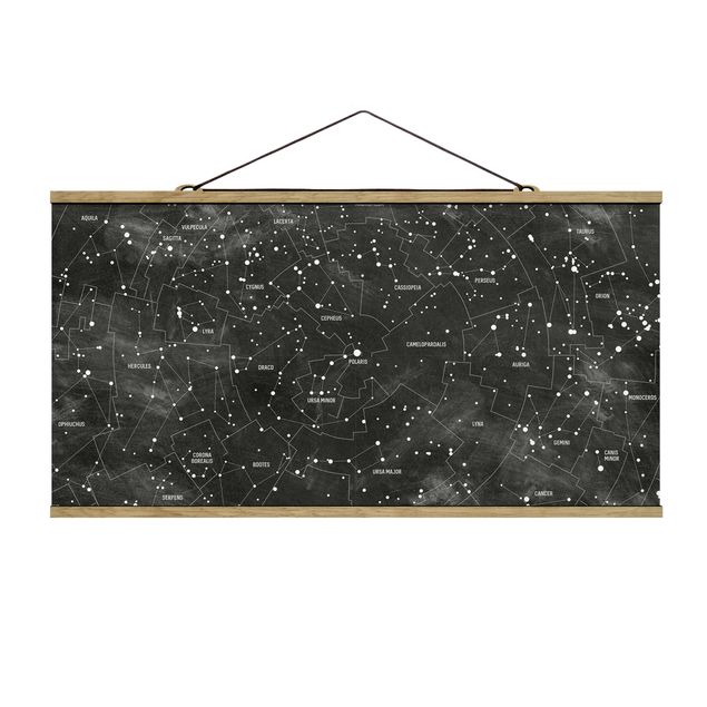 Billeder sort og hvid Map Of Constellations Blackboard Look