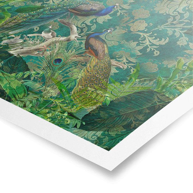 Billeder grøn Shabby Chic Collage - Noble Peacock II