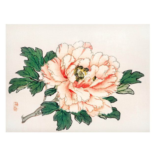 Magnettavler blomster Asian Vintage Drawing Pink Chrysanthemum