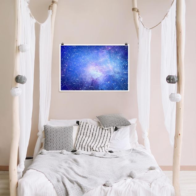 Plakater verdenskort Stelar Constellation Star Chart