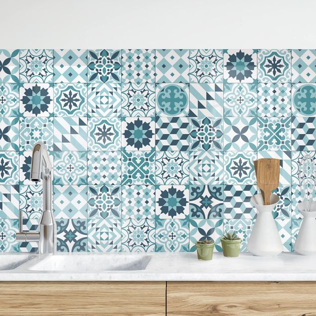 køkken dekorationer Geometrical Tile Mix Turquoise