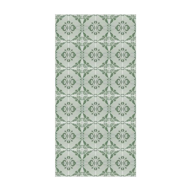 moderne gulvtæppe Watercolour Tile Pattern Lagos Emerald Green