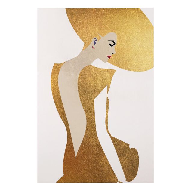 Billeder kunsttryk Lady With Hat Golden