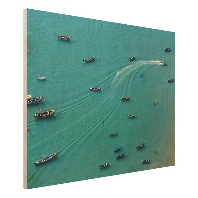 Prints på træ landskaber Anchored Fishing Boats