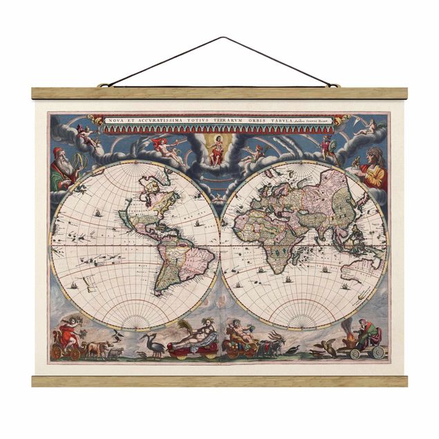 Billeder vintage Historic World Map Nova Et Accuratissima Of 1664