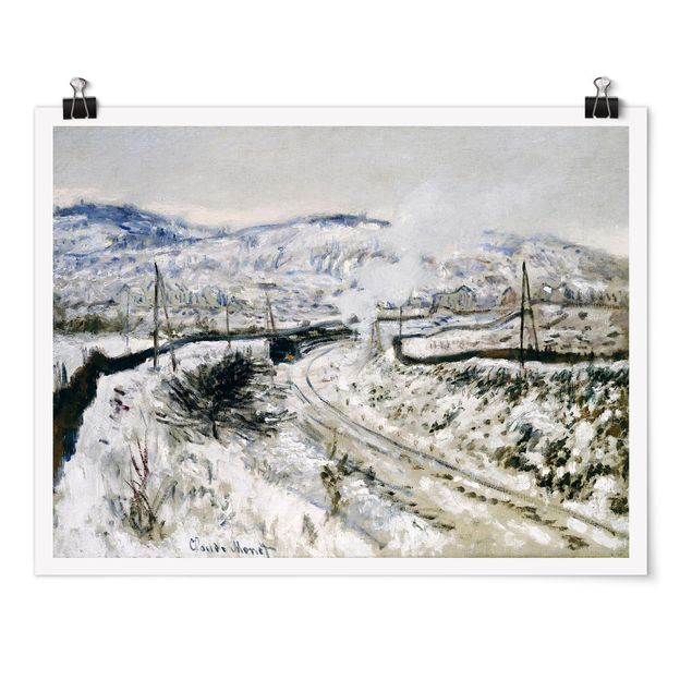 Billeder bjerge Claude Monet - Train In The Snow At Argenteuil