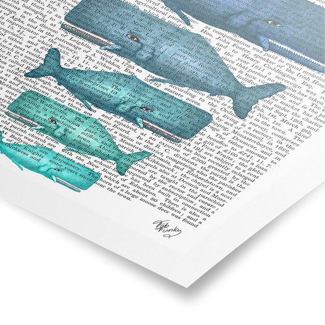 Billeder blå Animal Reading - Whale Family