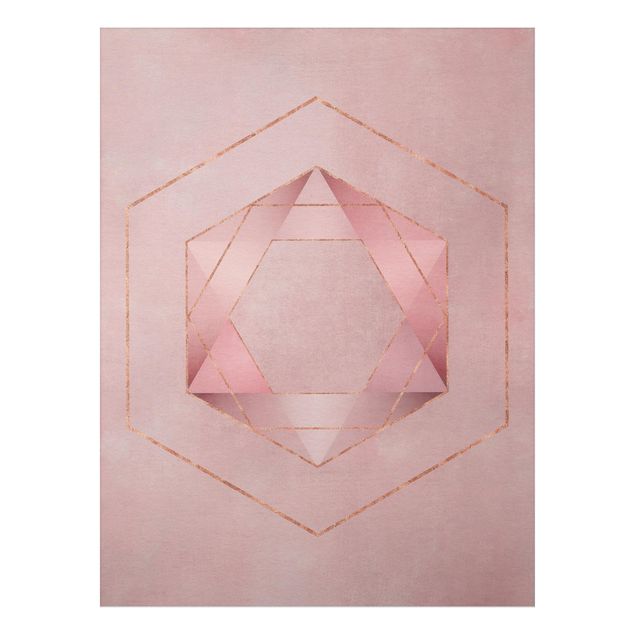 Billeder kunsttryk Geometry In Pink And Gold I