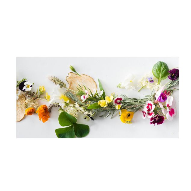 blomstret gulvtæppe Fresch Herbs With Edible Flowers