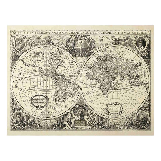 Billeder verdenskort Vintage World Map Antique Illustration