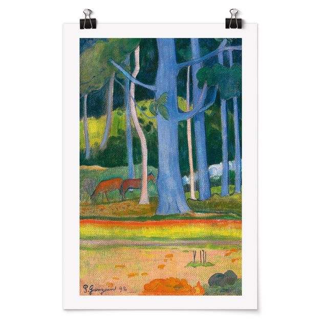 Billeder træer Paul Gauguin - Landscape with blue Tree Trunks