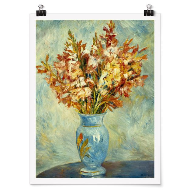 Plakater blomster Auguste Renoir - Gladiolas in a Blue Vase