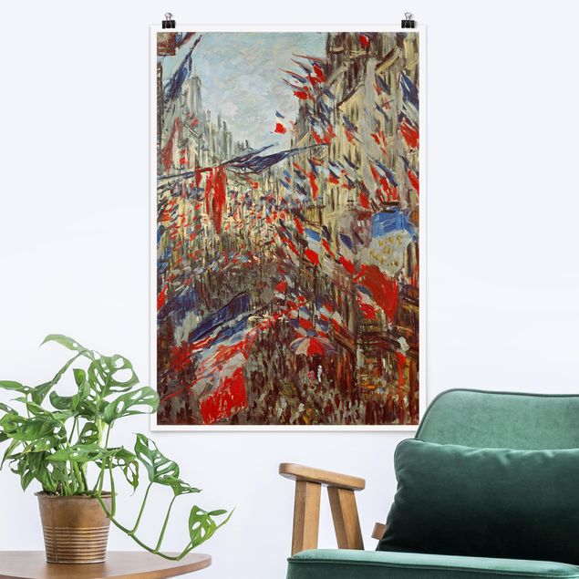 Kunst stilarter impressionisme Claude Monet - The Rue Montorgueil with Flags