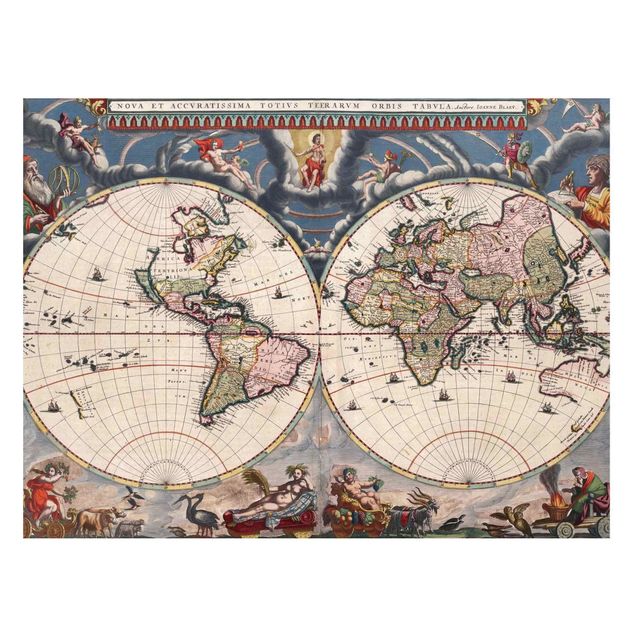 Magnettavler verdenskort Historic World Map Nova Et Accuratissima Of 1664