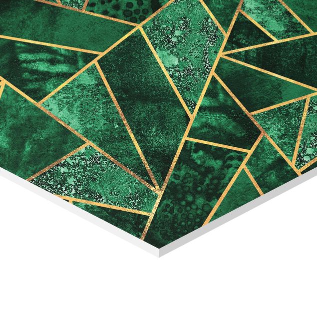 Sekskantede billeder Dark Emerald With Gold
