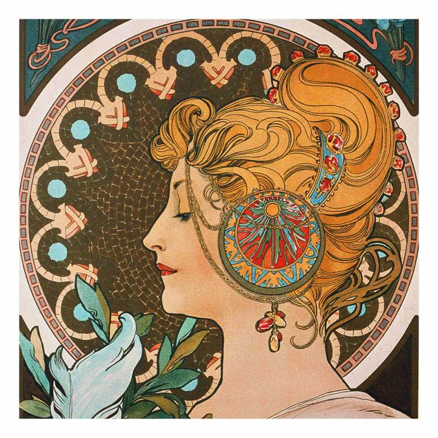 Stænkplader glas mønstre Alfons Mucha - The Feather