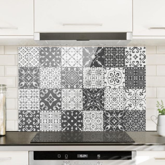 køkken dekorationer Tile Pattern Mix Gray White