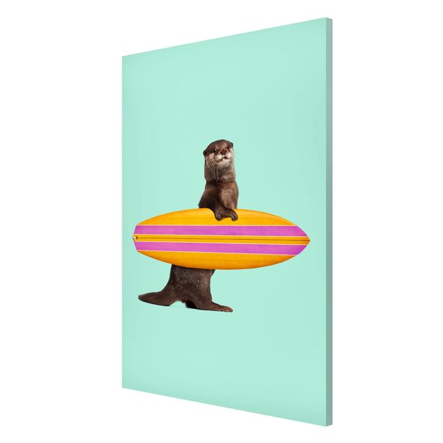 Magnettavler dyr Otter With Surfboard
