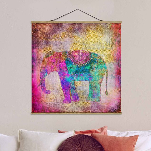 køkken dekorationer Colourful Collage - Indian Elephant