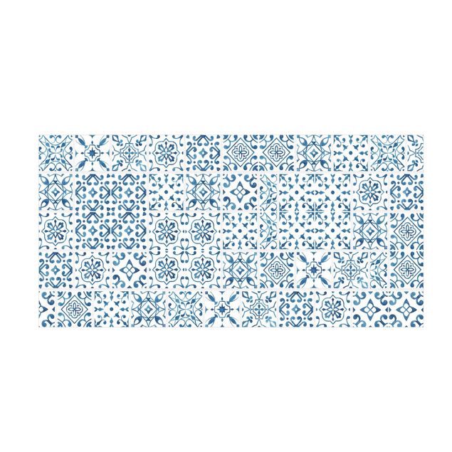 moderne tæppe Tile Pattern Blue White