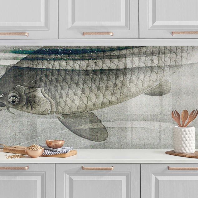 køkken dekorationer Vintage Illustration Asian Fish IIl