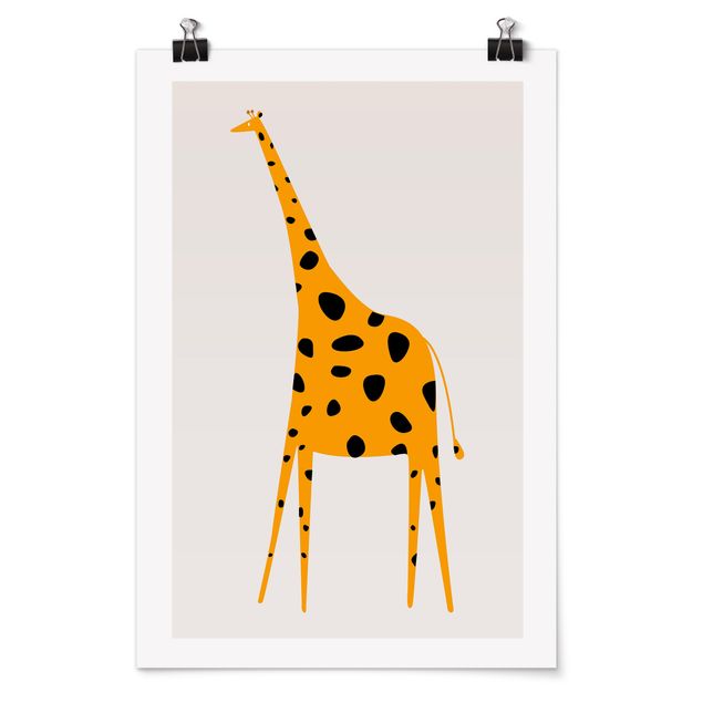 Plakater dyr Yellow Giraffe