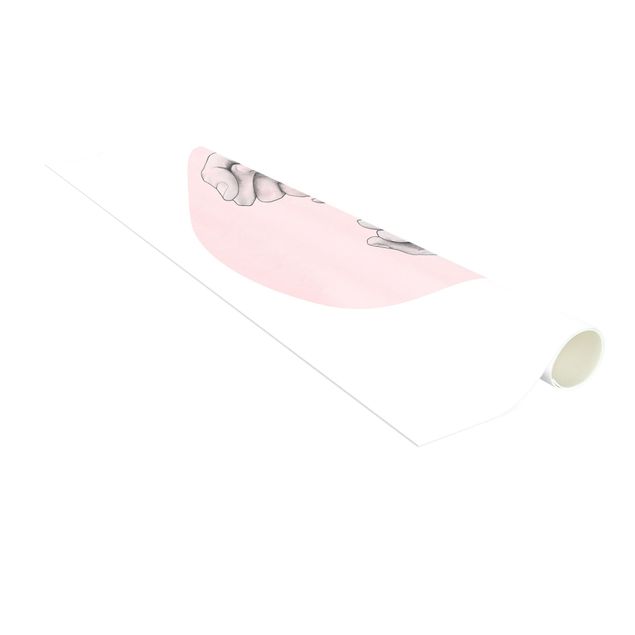 gulvtæppe under spisebord Illustration Hands Friendship Circle Pink White