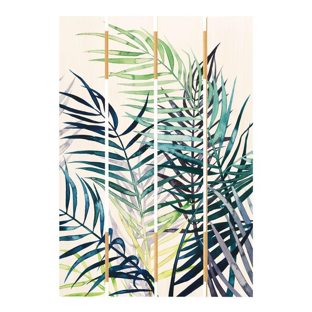 Prints på træ Exotic Foliage - Palme