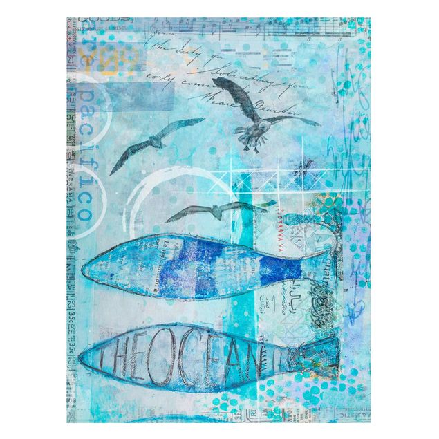 Billeder fisk Colourful Collage - Blue Fish