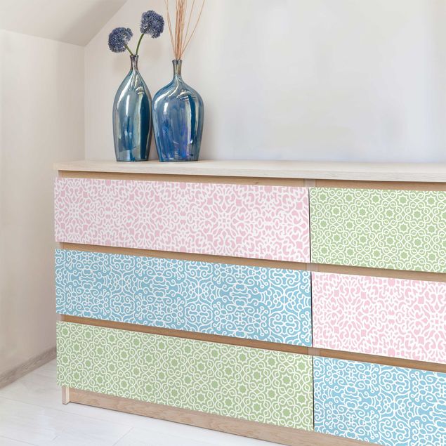 Møbelfolier matt 3 Arabian Pattern In Pastel Colours - Rosé Mint Pastel Blue