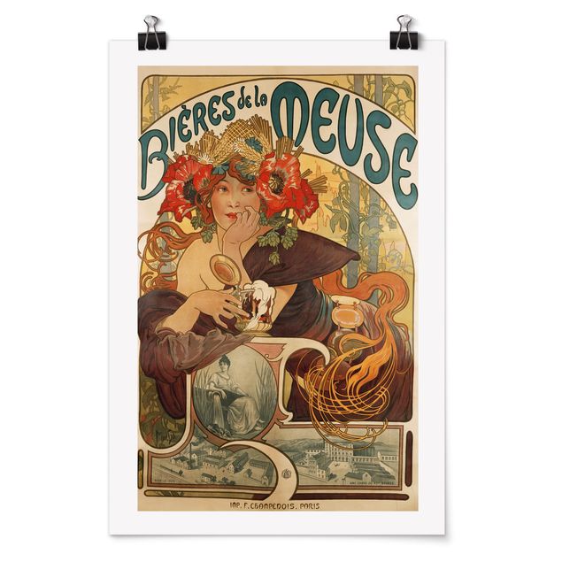 Plakater kunsttryk Alfons Mucha - Poster For La Meuse Beer