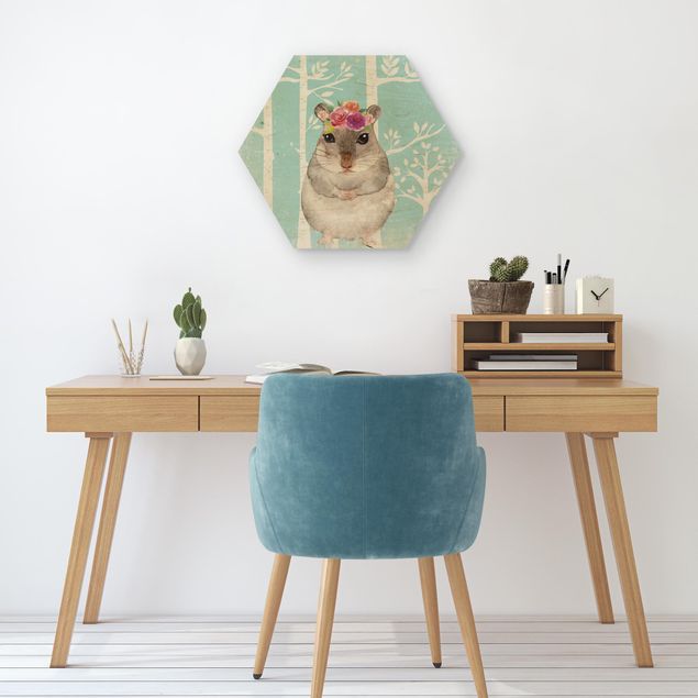 Billeder moderne Watercolor Hamster Turquoise
