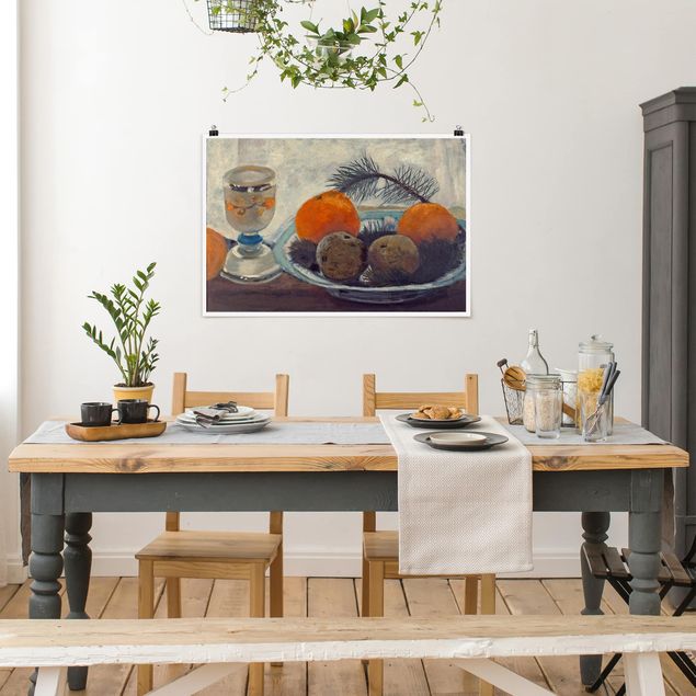 Kunst stilarter Paula Modersohn-Becker - Still Life with frosted Glass Mug, Apples and Pine Branch