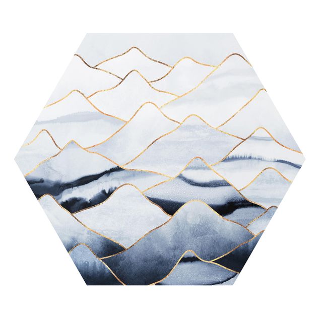 Billeder mønstre Watercolour Mountains White Gold