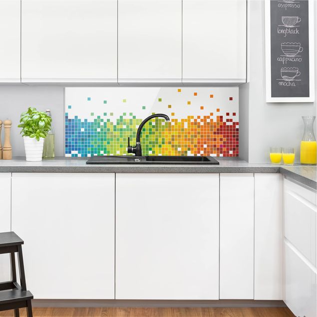 Stænkplader glas mønstre Pixel Rainbow