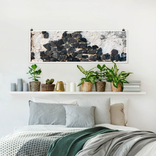 Plakater kunsttryk Wall With Black Stones