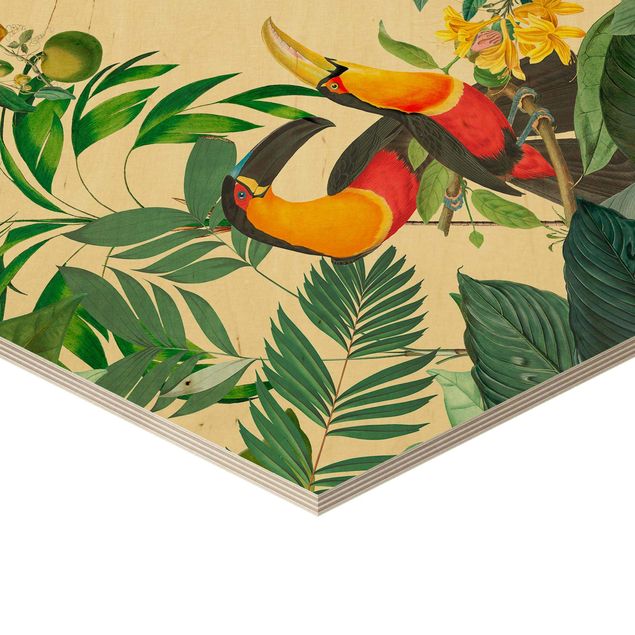 Billeder Vintage Collage - Birds In The Jungle