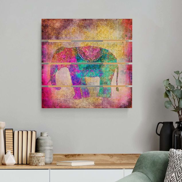 Billeder Andrea Haase Colourful Collage - Indian Elephant