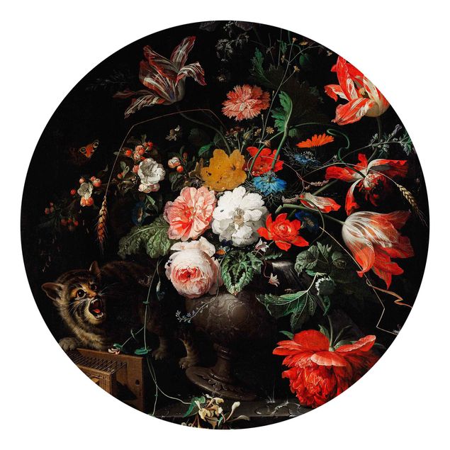 Moderne tapet Abraham Mignon - The Overturned Bouquet