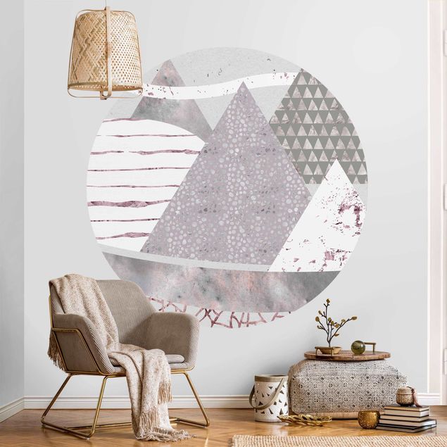 Geometrisk tapet Abstract Mountain Landscape Pastel Pattern